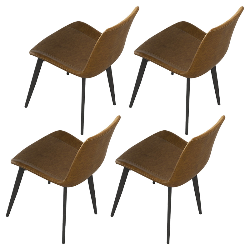 Modern 1/4/5/7 Pieces Dinette Set with White Sintered Stone Top Scalable Dining Table Set 4 Brown Chairs Clearhalo 'Dining Room Sets' 'Dining Tables & Seating' 'dining_room_set' 'furn' 'furn_dining_room_set' 'Furniture' 'furniture_dining_room_set' 'Kitchen & Dining Furniture' 4745322