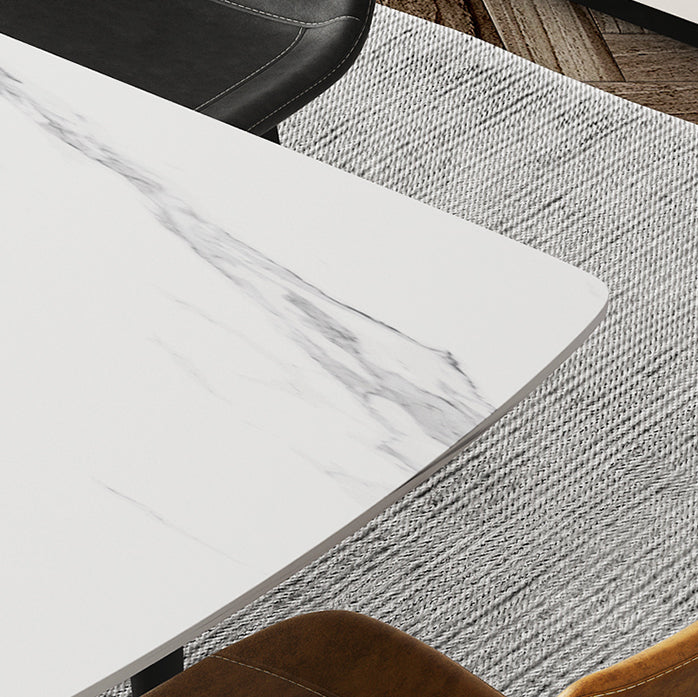 Modern 1/4/5/7 Pieces Dinette Set with White Sintered Stone Top Scalable Dining Table Set Clearhalo 'Dining Room Sets' 'Dining Tables & Seating' 'dining_room_set' 'furn' 'furn_dining_room_set' 'Furniture' 'furniture_dining_room_set' 'Kitchen & Dining Furniture' 4745327