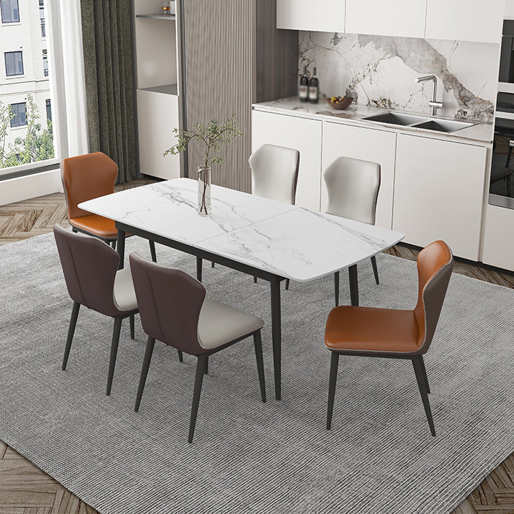 Modern 1/4/5/7 Pieces Dinette Set with White Sintered Stone Top Scalable Dining Table Set Clearhalo 'Dining Room Sets' 'Dining Tables & Seating' 'dining_room_set' 'furn' 'furn_dining_room_set' 'Furniture' 'furniture_dining_room_set' 'Kitchen & Dining Furniture' 4745330