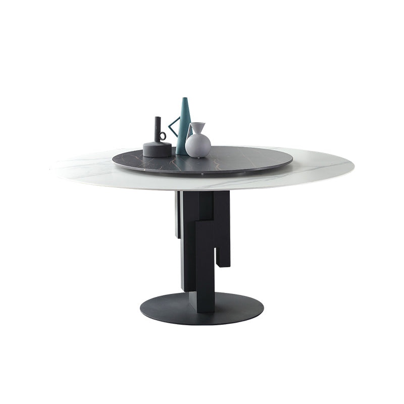 Modern 1/3/4/7 Pieces Dinette Set with White Sintered Stone Top Round Dining Table Set Clearhalo 'Dining Room Sets' 'Dining Tables & Seating' 'dining_room_set' 'furn' 'furn_dining_room_set' 'Furniture' 'furniture_dining_room_set' 'Kitchen & Dining Furniture' 4745337