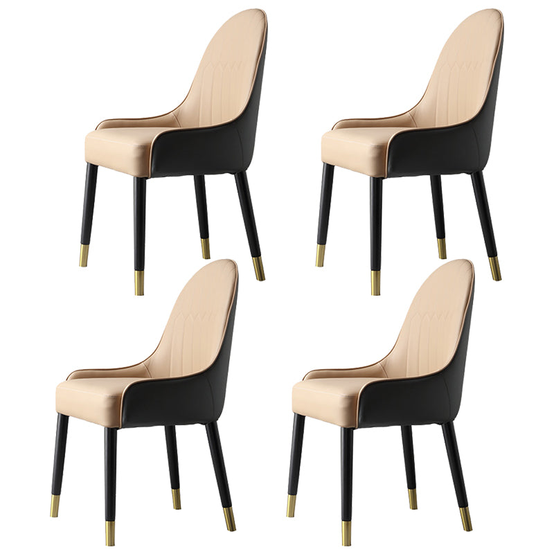 Modern 1/3/4/7 Pieces Dinette Set with White Sintered Stone Top Round Dining Table Set 4 Beige Chairs Clearhalo 'Dining Room Sets' 'Dining Tables & Seating' 'dining_room_set' 'furn' 'furn_dining_room_set' 'Furniture' 'furniture_dining_room_set' 'Kitchen & Dining Furniture' 4745338