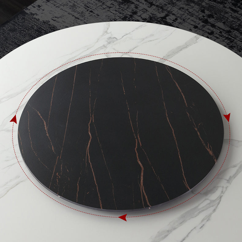 Modern 1/3/4/7 Pieces Dinette Set with White Sintered Stone Top Round Dining Table Set Clearhalo 'Dining Room Sets' 'Dining Tables & Seating' 'dining_room_set' 'furn' 'furn_dining_room_set' 'Furniture' 'furniture_dining_room_set' 'Kitchen & Dining Furniture' 4745343