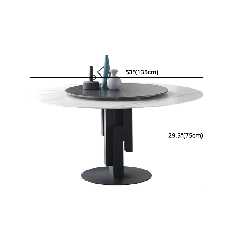 Modern 1/3/4/7 Pieces Dinette Set with White Sintered Stone Top Round Dining Table Set Clearhalo 'Dining Room Sets' 'Dining Tables & Seating' 'dining_room_set' 'furn' 'furn_dining_room_set' 'Furniture' 'furniture_dining_room_set' 'Kitchen & Dining Furniture' 4745348