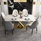 Glam 1/2/5/6/7 Pieces Dining Set Metal Dining Table Set with Pedestal Base 7 Pieces: Table, 6 Chairs Clearhalo 'Dining Room Sets' 'Dining Tables & Seating' 'dining_room_set' 'furn' 'furn_dining_room_set' 'Furniture' 'furniture_dining_room_set' 'Kitchen & Dining Furniture' 4745354