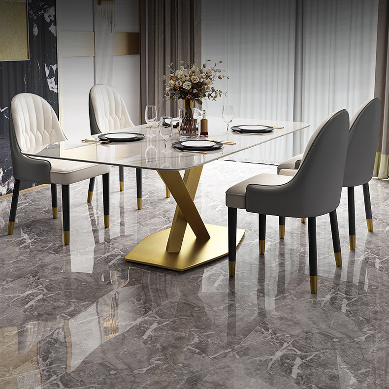 Glam 1/2/5/6/7 Pieces Dining Set Metal Dining Table Set with Pedestal Base 5 Pieces: Table, 4 Chairs Clearhalo 'Dining Room Sets' 'Dining Tables & Seating' 'dining_room_set' 'furn' 'furn_dining_room_set' 'Furniture' 'furniture_dining_room_set' 'Kitchen & Dining Furniture' 4745355