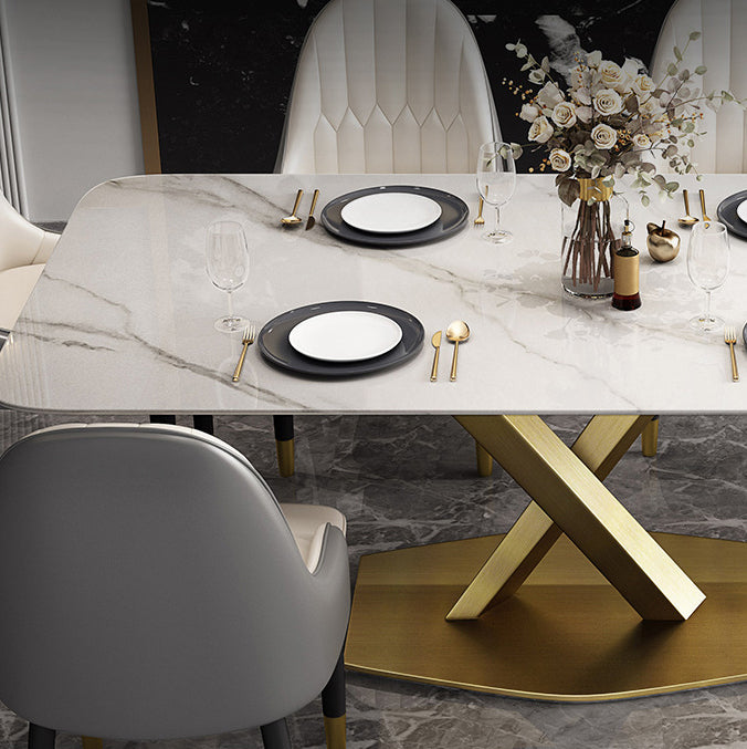 Glam 1/2/5/6/7 Pieces Dining Set Metal Dining Table Set with Pedestal Base Clearhalo 'Dining Room Sets' 'Dining Tables & Seating' 'dining_room_set' 'furn' 'furn_dining_room_set' 'Furniture' 'furniture_dining_room_set' 'Kitchen & Dining Furniture' 4745358