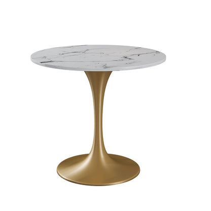 Glam 1/4/5 Pieces Dinette Set with White Sintered Stone Top Round Dining Table Set White 31"L x 31"W Clearhalo 'Dining Room Sets' 'Dining Tables & Seating' 'dining_room_set' 'furn' 'furn_dining_room_set' 'Furniture' 'furniture_dining_room_set' 'Kitchen & Dining Furniture' 4745369