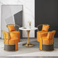 Glam 1/4/5 Pieces Dinette Set with White Sintered Stone Top Round Dining Table Set 5 Pieces: Table, 4 Orange Chairs Clearhalo 'Dining Room Sets' 'Dining Tables & Seating' 'dining_room_set' 'furn' 'furn_dining_room_set' 'Furniture' 'furniture_dining_room_set' 'Kitchen & Dining Furniture' 4745372
