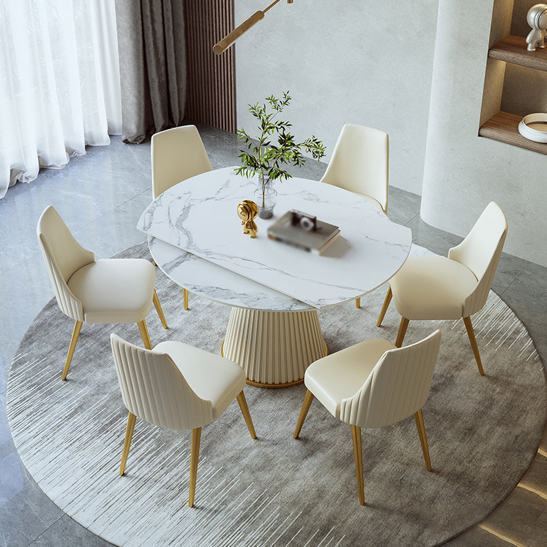 Glam 1/4/5/7 Pieces Dining Set Sintered Stone Dining Table Set Clearhalo 'Dining Room Sets' 'Dining Tables & Seating' 'dining_room_set' 'furn' 'furn_dining_room_set' 'Furniture' 'furniture_dining_room_set' 'Kitchen & Dining Furniture' 4745392