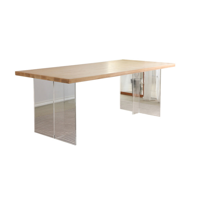 Modern 1/2/4 Pieces Dinette Set Pine Wood Rectangle Dining Table Set with Acrylic Base Clearhalo 'Dining Room Sets' 'Dining Tables & Seating' 'dining_room_set' 'furn' 'furn_dining_room_set' 'Furniture' 'furniture_dining_room_set' 'Kitchen & Dining Furniture' 4745402