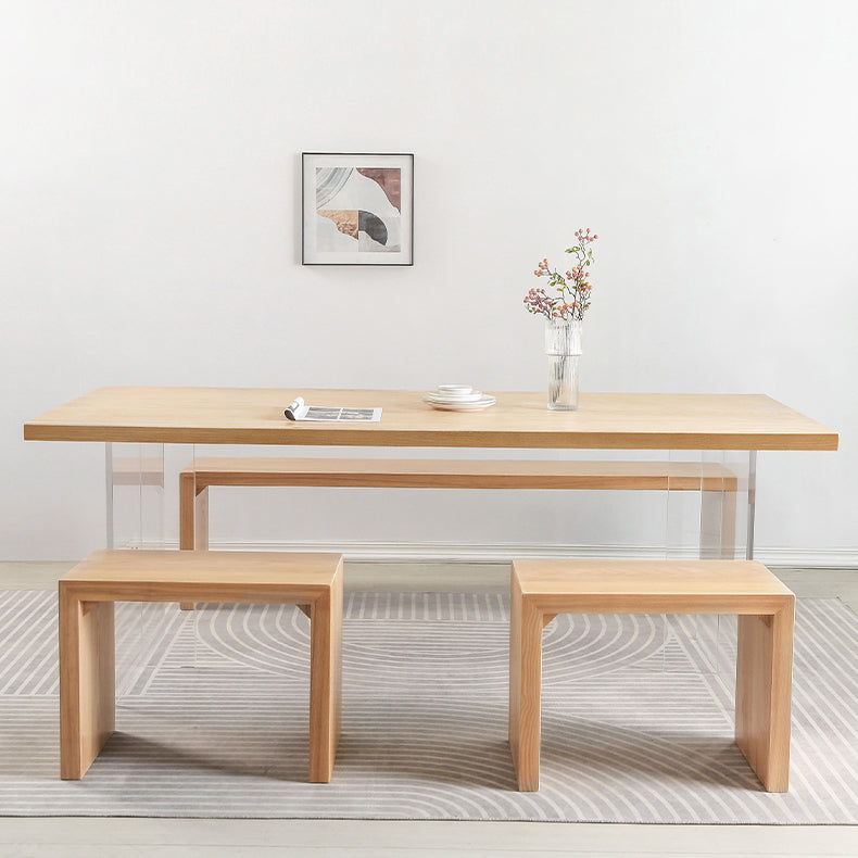 Modern 1/2/4 Pieces Dinette Set Pine Wood Rectangle Dining Table Set with Acrylic Base Clearhalo 'Dining Room Sets' 'Dining Tables & Seating' 'dining_room_set' 'furn' 'furn_dining_room_set' 'Furniture' 'furniture_dining_room_set' 'Kitchen & Dining Furniture' 4745406