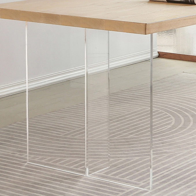 Modern 1/2/4 Pieces Dinette Set Pine Wood Rectangle Dining Table Set with Acrylic Base Clearhalo 'Dining Room Sets' 'Dining Tables & Seating' 'dining_room_set' 'furn' 'furn_dining_room_set' 'Furniture' 'furniture_dining_room_set' 'Kitchen & Dining Furniture' 4745411