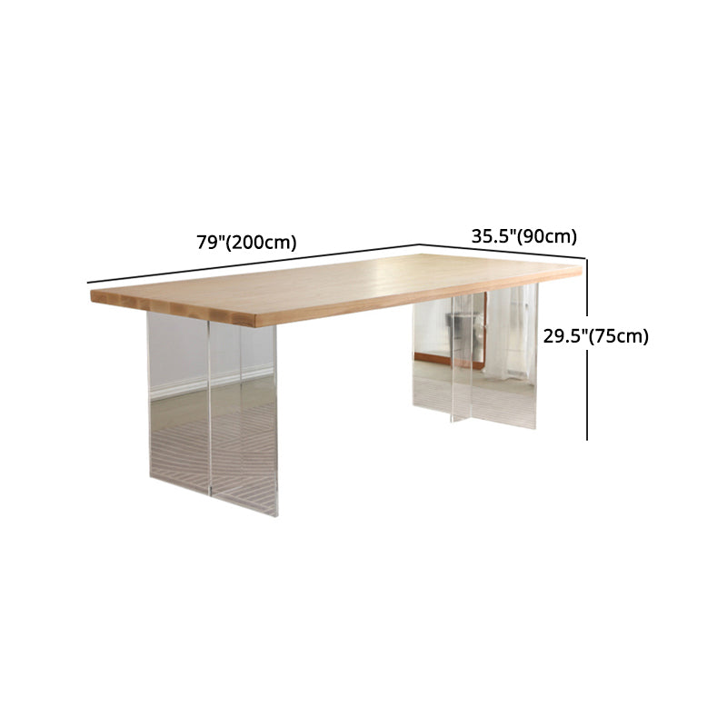 Modern 1/2/4 Pieces Dinette Set Pine Wood Rectangle Dining Table Set with Acrylic Base Clearhalo 'Dining Room Sets' 'Dining Tables & Seating' 'dining_room_set' 'furn' 'furn_dining_room_set' 'Furniture' 'furniture_dining_room_set' 'Kitchen & Dining Furniture' 4745415