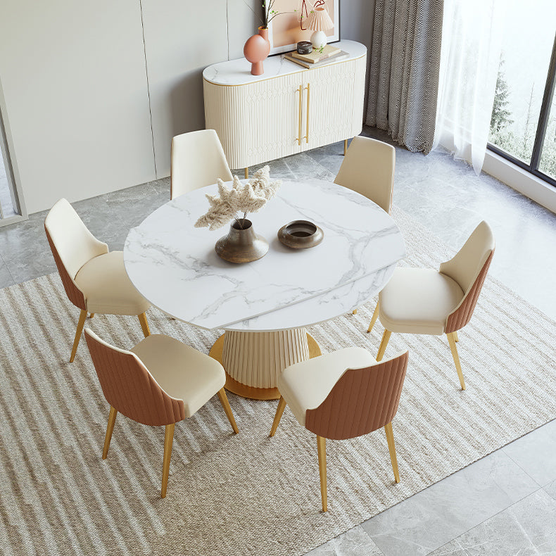 Contemporary 1/4/5/7 Pieces Dining Set Metal Dining Room Set for Restaurant 7 Pieces: Table, 6 Chairs Clearhalo 'Dining Room Sets' 'Dining Tables & Seating' 'dining_room_set' 'furn' 'furn_dining_room_set' 'Furniture' 'furniture_dining_room_set' 'Kitchen & Dining Furniture' 4745423