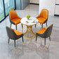 Glam Style 1/2/3/4/5 Pieces Dining Set Sintered Stone Dining Table Set 5 Pieces: White-gold Table, 4 Orange Chairs Clearhalo 'Dining Room Sets' 'Dining Tables & Seating' 'dining_room_set' 'furn' 'furn_dining_room_set' 'Furniture' 'furniture_dining_room_set' 'Kitchen & Dining Furniture' 4745434