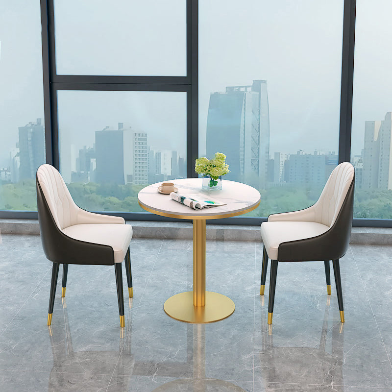 Glam Style 1/2/3/4/5 Pieces Dining Set Sintered Stone Dining Table Set 3 Pieces: White Table, 2 White Chairs Clearhalo 'Dining Room Sets' 'Dining Tables & Seating' 'dining_room_set' 'furn' 'furn_dining_room_set' 'Furniture' 'furniture_dining_room_set' 'Kitchen & Dining Furniture' 4745435