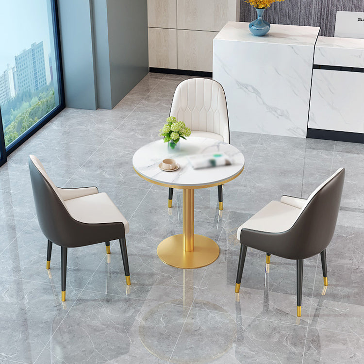 Glam Style 1/2/3/4/5 Pieces Dining Set Sintered Stone Dining Table Set 4 Pieces: White Table, 3 White Chairs Clearhalo 'Dining Room Sets' 'Dining Tables & Seating' 'dining_room_set' 'furn' 'furn_dining_room_set' 'Furniture' 'furniture_dining_room_set' 'Kitchen & Dining Furniture' 4745436