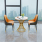 Glam Style 1/2/3/4/5 Pieces Dining Set Sintered Stone Dining Table Set 3 Pieces: White-gold Table, 2 Orange Chairs Clearhalo 'Dining Room Sets' 'Dining Tables & Seating' 'dining_room_set' 'furn' 'furn_dining_room_set' 'Furniture' 'furniture_dining_room_set' 'Kitchen & Dining Furniture' 4745439