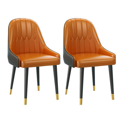 Glam Style 1/2/3/4/5 Pieces Dining Set Sintered Stone Dining Table Set 2 Orange Chairs Clearhalo 'Dining Room Sets' 'Dining Tables & Seating' 'dining_room_set' 'furn' 'furn_dining_room_set' 'Furniture' 'furniture_dining_room_set' 'Kitchen & Dining Furniture' 4745446