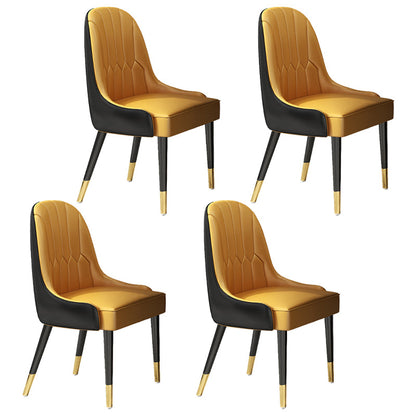 Glam 1/4/7 Pieces Round Dinette Set Sintered Stone Top Dining Table Set with Turntable 4 Orange Chairs Clearhalo 'Dining Room Sets' 'Dining Tables & Seating' 'dining_room_set' 'furn' 'furn_dining_room_set' 'Furniture' 'furniture_dining_room_set' 'Kitchen & Dining Furniture' 4745461