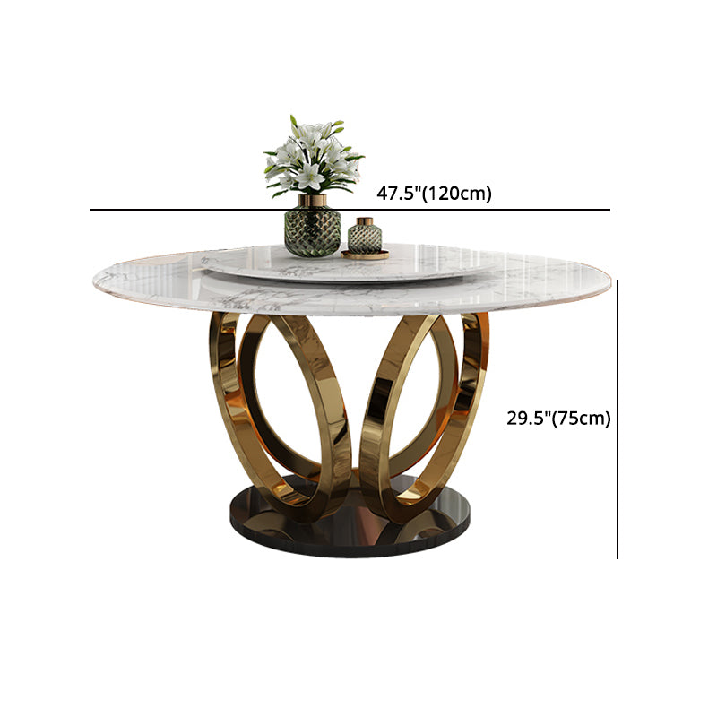 Glam 1/4/7 Pieces Round Dinette Set Sintered Stone Top Dining Table Set with Turntable Clearhalo 'Dining Room Sets' 'Dining Tables & Seating' 'dining_room_set' 'furn' 'furn_dining_room_set' 'Furniture' 'furniture_dining_room_set' 'Kitchen & Dining Furniture' 4745470