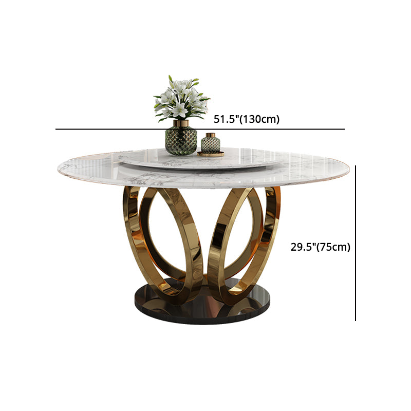 Glam 1/4/7 Pieces Round Dinette Set Sintered Stone Top Dining Table Set with Turntable Clearhalo 'Dining Room Sets' 'Dining Tables & Seating' 'dining_room_set' 'furn' 'furn_dining_room_set' 'Furniture' 'furniture_dining_room_set' 'Kitchen & Dining Furniture' 4745473