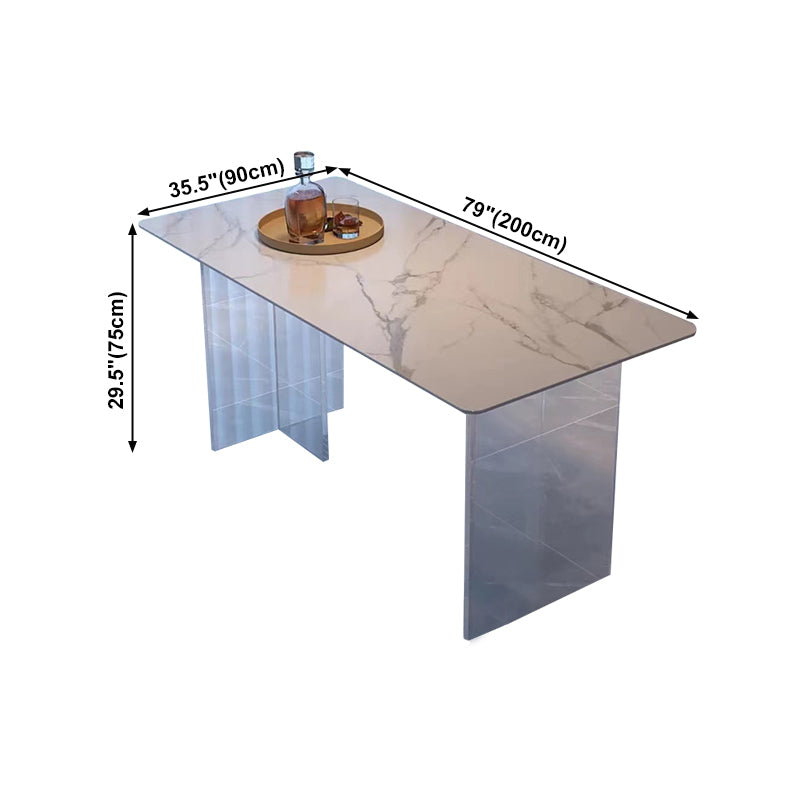 Sintered Stone Dining Table White Modern Dining Table with Acrylic Base Clearhalo 'Dining Tables & Seating' 'Dining Tables' 'dining_table' 'furn' 'furn_dining_table' 'Furniture' 'furniture_dining_table' 'Kitchen & Dining Furniture' 'kitchen' 'kitchen_dining_table' 4745506