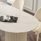 Stone Top Dining Table Oval Dining Table with Sled Base in White Clearhalo 'Dining Tables & Seating' 'Dining Tables' 'dining_table' 'furn' 'furn_dining_table' 'Furniture' 'furniture_dining_table' 'Kitchen & Dining Furniture' 'kitchen' 'kitchen_dining_table' 4745531