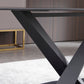 Industrial Black Table for Restaurant Rectangle Dining Table with Pedestal Base Clearhalo 'Dining Tables & Seating' 'Dining Tables' 'dining_table' 'furn' 'furn_dining_table' 'Furniture' 'furniture_dining_table' 'Kitchen & Dining Furniture' 'kitchen' 'kitchen_dining_table' 4745560
