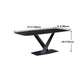 Industrial Black Table for Restaurant Rectangle Dining Table with Pedestal Base Clearhalo 'Dining Tables & Seating' 'Dining Tables' 'dining_table' 'furn' 'furn_dining_table' 'Furniture' 'furniture_dining_table' 'Kitchen & Dining Furniture' 'kitchen' 'kitchen_dining_table' 4745564
