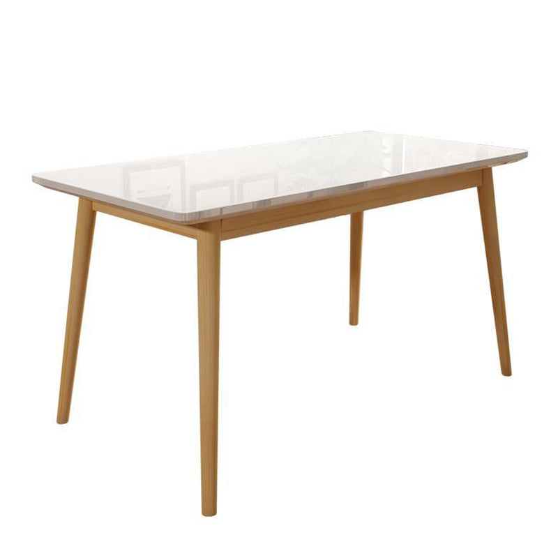 Glass Top Dining Table Modern Dining Table with 4 Solid Wood Legs Clearhalo 'Dining Tables & Seating' 'Dining Tables' 'dining_table' 'Furniture' 'furniture_dining_table' 'Kitchen & Dining Furniture' 'kitchen' 'kitchen_dining_table' 4745573