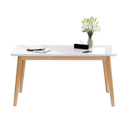 Glass Top Dining Table Modern Dining Table with 4 Solid Wood Legs 47.2"L x 31.5"W x 29.5"H Clearhalo 'Dining Tables & Seating' 'Dining Tables' 'dining_table' 'Furniture' 'furniture_dining_table' 'Kitchen & Dining Furniture' 'kitchen' 'kitchen_dining_table' 4745574