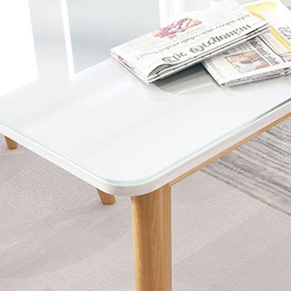 Glass Top Dining Table Modern Dining Table with 4 Solid Wood Legs Clearhalo 'Dining Tables & Seating' 'Dining Tables' 'dining_table' 'Furniture' 'furniture_dining_table' 'Kitchen & Dining Furniture' 'kitchen' 'kitchen_dining_table' 4745576