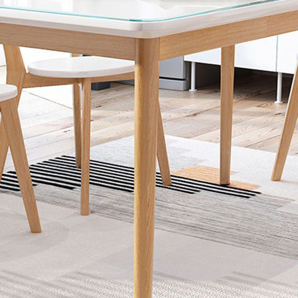 Glass Top Dining Table Modern Dining Table with 4 Solid Wood Legs Clearhalo 'Dining Tables & Seating' 'Dining Tables' 'dining_table' 'Furniture' 'furniture_dining_table' 'Kitchen & Dining Furniture' 'kitchen' 'kitchen_dining_table' 4745578