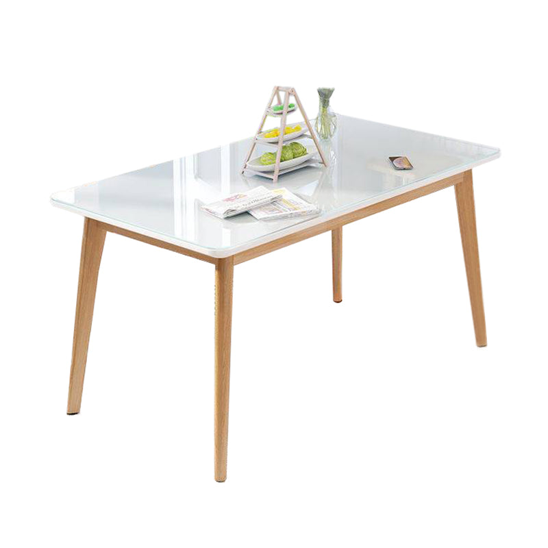 Glass Top Dining Table Modern Dining Table with 4 Solid Wood Legs Clearhalo 'Dining Tables & Seating' 'Dining Tables' 'dining_table' 'Furniture' 'furniture_dining_table' 'Kitchen & Dining Furniture' 'kitchen' 'kitchen_dining_table' 4745579