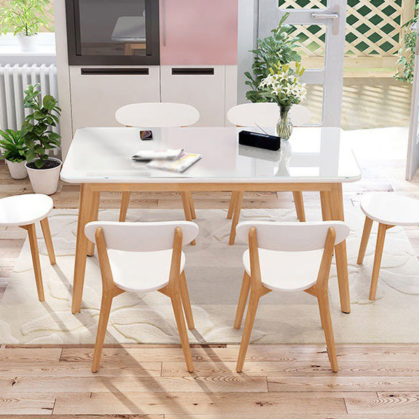 Glass Top Dining Table Modern Dining Table with 4 Solid Wood Legs Clearhalo 'Dining Tables & Seating' 'Dining Tables' 'dining_table' 'Furniture' 'furniture_dining_table' 'Kitchen & Dining Furniture' 'kitchen' 'kitchen_dining_table' 4745580