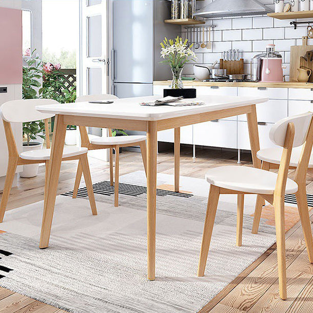 Glass Top Dining Table Modern Dining Table with 4 Solid Wood Legs Clearhalo 'Dining Tables & Seating' 'Dining Tables' 'dining_table' 'Furniture' 'furniture_dining_table' 'Kitchen & Dining Furniture' 'kitchen' 'kitchen_dining_table' 4745581