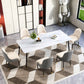 Sintered Stone Dining Table Traditional Luxury White Table with 4 Legs 70.9"L x 35.4"W x 29.5"H Without Chairs Clearhalo 'Dining Tables & Seating' 'Dining Tables' 'dining_table' 'furn' 'furn_dining_table' 'Furniture' 'furniture_dining_table' 'Kitchen & Dining Furniture' 'kitchen' 'kitchen_dining_table' 4745590