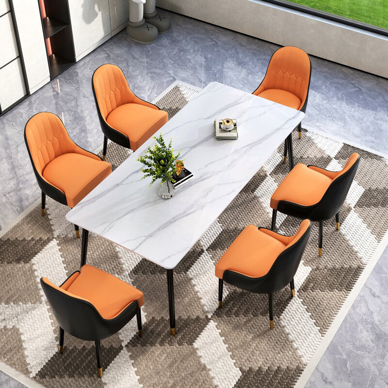 Sintered Stone Dining Table Traditional Luxury White Table with 4 Legs 51.2"L x 27.6"W x 29.5"H Without Chairs Clearhalo 'Dining Tables & Seating' 'Dining Tables' 'dining_table' 'furn' 'furn_dining_table' 'Furniture' 'furniture_dining_table' 'Kitchen & Dining Furniture' 'kitchen' 'kitchen_dining_table' 4745591