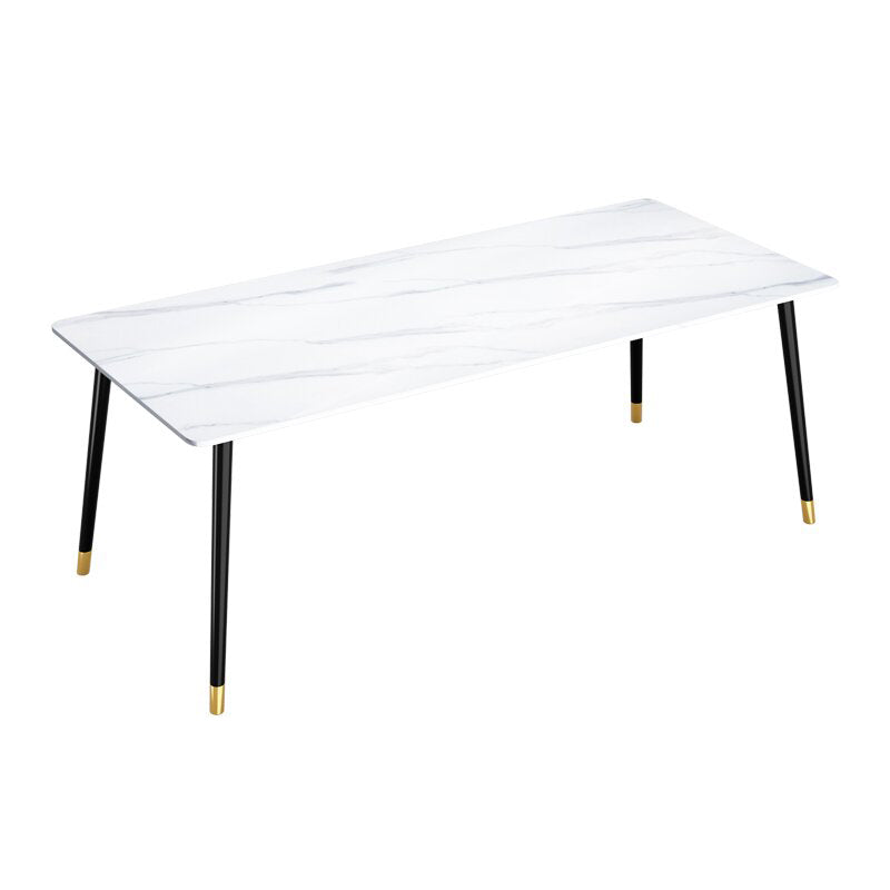 Sintered Stone Dining Table Traditional Luxury White Table with 4 Legs Without Chairs Clearhalo 'Dining Tables & Seating' 'Dining Tables' 'dining_table' 'furn' 'furn_dining_table' 'Furniture' 'furniture_dining_table' 'Kitchen & Dining Furniture' 'kitchen' 'kitchen_dining_table' 4745593