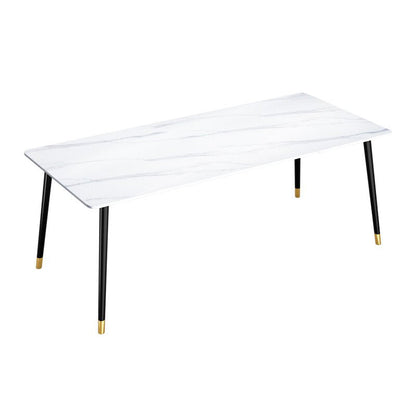 Sintered Stone Dining Table Traditional Luxury White Table with 4 Legs Without Chairs Clearhalo 'Dining Tables & Seating' 'Dining Tables' 'dining_table' 'furn' 'furn_dining_table' 'Furniture' 'furniture_dining_table' 'Kitchen & Dining Furniture' 'kitchen' 'kitchen_dining_table' 4745593