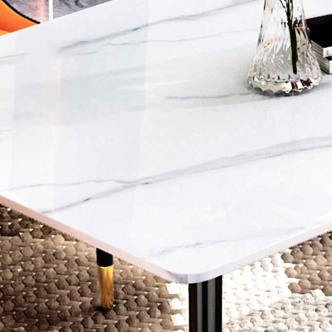 Sintered Stone Dining Table Traditional Luxury White Table with 4 Legs Clearhalo 'Dining Tables & Seating' 'Dining Tables' 'dining_table' 'furn' 'furn_dining_table' 'Furniture' 'furniture_dining_table' 'Kitchen & Dining Furniture' 'kitchen' 'kitchen_dining_table' 4745595
