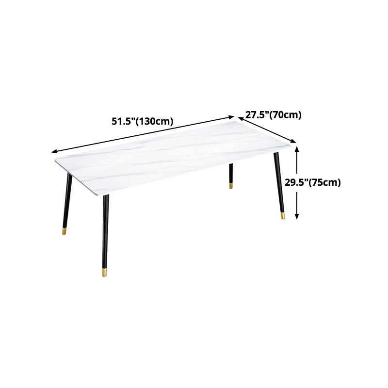 Sintered Stone Dining Table Traditional Luxury White Table with 4 Legs Clearhalo 'Dining Tables & Seating' 'Dining Tables' 'dining_table' 'furn' 'furn_dining_table' 'Furniture' 'furniture_dining_table' 'Kitchen & Dining Furniture' 'kitchen' 'kitchen_dining_table' 4745601