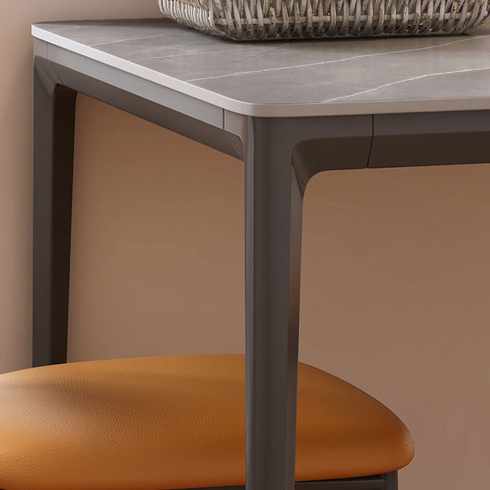 Sintered Stone Grey Dining Table Industrial 4 Legs Table for Dining Room Clearhalo 'Dining Tables & Seating' 'Dining Tables' 'dining_table' 'furn' 'furn_dining_table' 'Furniture' 'furniture_dining_table' 'Kitchen & Dining Furniture' 'kitchen' 'kitchen_dining_table' 4745614