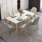 Traditional Luxury Rectangle Dining Table Double Pedestal Furniture for Indoor Gold 55.1"L x 31.5"W x 29.5"H Without Chairs Clearhalo 'Dining Tables & Seating' 'Dining Tables' 'dining_table' 'furn' 'furn_dining_table' 'Furniture' 'furniture_dining_table' 'Kitchen & Dining Furniture' 'kitchen' 'kitchen_dining_table' 4745626