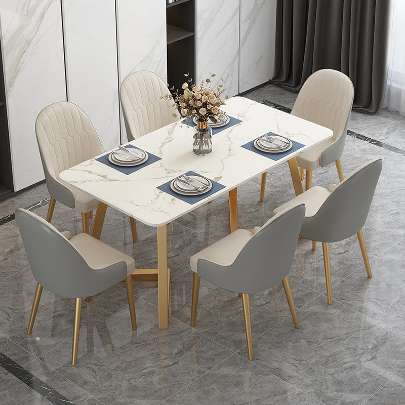 Traditional Luxury Rectangle Dining Table Double Pedestal Furniture for Indoor Gold 55.1"L x 31.5"W x 29.5"H Without Chairs Clearhalo 'Dining Tables & Seating' 'Dining Tables' 'dining_table' 'furn' 'furn_dining_table' 'Furniture' 'furniture_dining_table' 'Kitchen & Dining Furniture' 'kitchen' 'kitchen_dining_table' 4745626