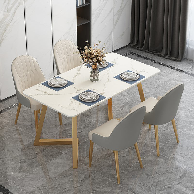 Traditional Luxury Rectangle Dining Table Double Pedestal Furniture for Indoor Gold 63"L x 31.5"W x 29.5"H Without Chairs Clearhalo 'Dining Tables & Seating' 'Dining Tables' 'dining_table' 'furn' 'furn_dining_table' 'Furniture' 'furniture_dining_table' 'Kitchen & Dining Furniture' 'kitchen' 'kitchen_dining_table' 4745627