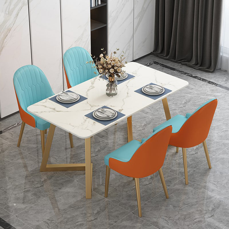 Traditional Luxury Rectangle Dining Table Double Pedestal Furniture for Indoor Gold 47.2"L x 23.6"W x 29.5"H Without Chairs Clearhalo 'Dining Tables & Seating' 'Dining Tables' 'dining_table' 'furn' 'furn_dining_table' 'Furniture' 'furniture_dining_table' 'Kitchen & Dining Furniture' 'kitchen' 'kitchen_dining_table' 4745628