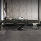Sintered Stone Rectangle Dining Table Industrial Black Kitchen Table with Pedestal Base 78.7"L x 39.4"W x 29.5"H Without Chairs Clearhalo 'Dining Tables & Seating' 'Dining Tables' 'dining_table' 'furn' 'furn_dining_table' 'Furniture' 'furniture_dining_table' 'Kitchen & Dining Furniture' 'kitchen' 'kitchen_dining_table' 4745657