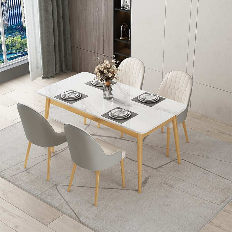 Traditional Luxury Rectangle Dining Collection 4-foot Stone Furniture Clearhalo 'Dining Tables & Seating' 'Dining Tables' 'dining_table' 'furn' 'furn_dining_table' 'Furniture' 'furniture_dining_table' 'Kitchen & Dining Furniture' 'kitchen' 'kitchen_dining_table' 4745682